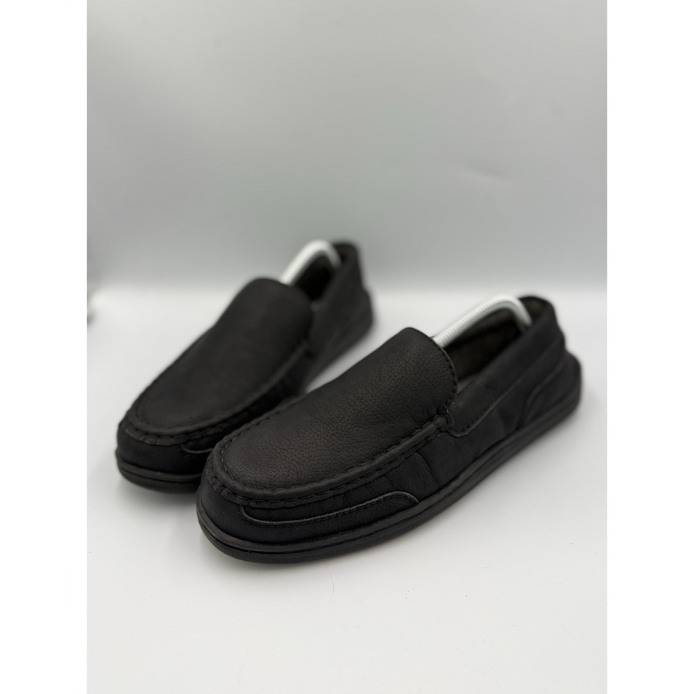 MySlippers Leather Slip-On Loafers Men's 10 Black Indoor Outdoor Comfort Shoes